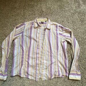 Rockies Casual Button Down Shirt in Purple and Cream
